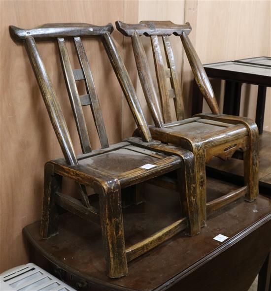 Two Chinese low childs chairs